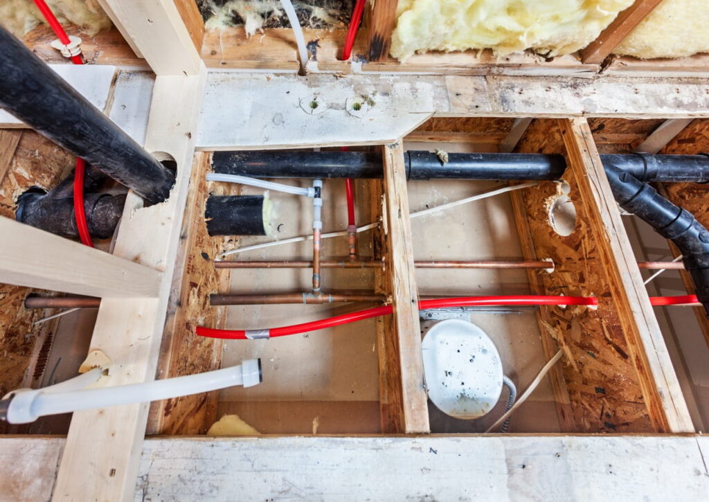 Piping behind insulation