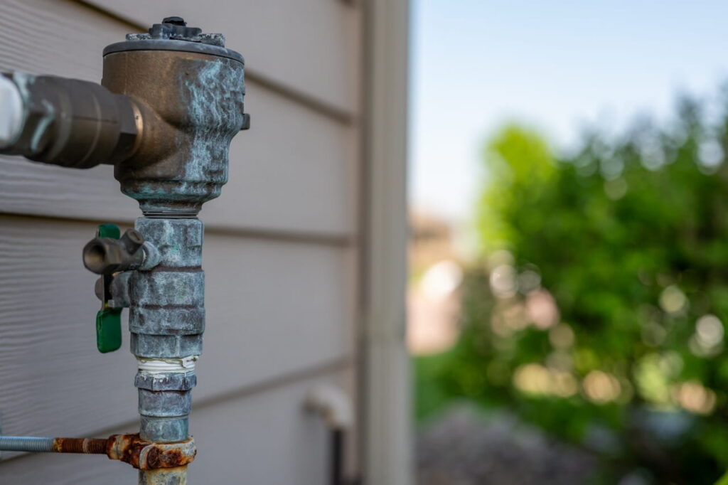 Outdoor pipes on a residential property