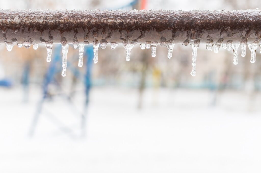 Close up of a frozen pipe